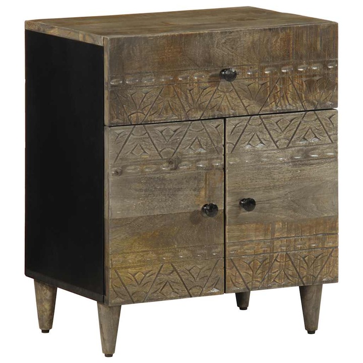 VidaXL világosszürke tömör mangófa éjjeliszekrény 50x33x60 cm 4017803