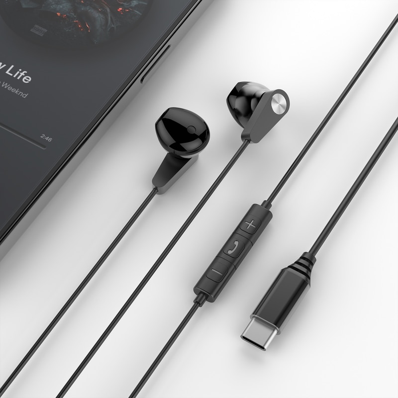Casti cu fir, Pure Bass, Hi-Res, USB-C, negru