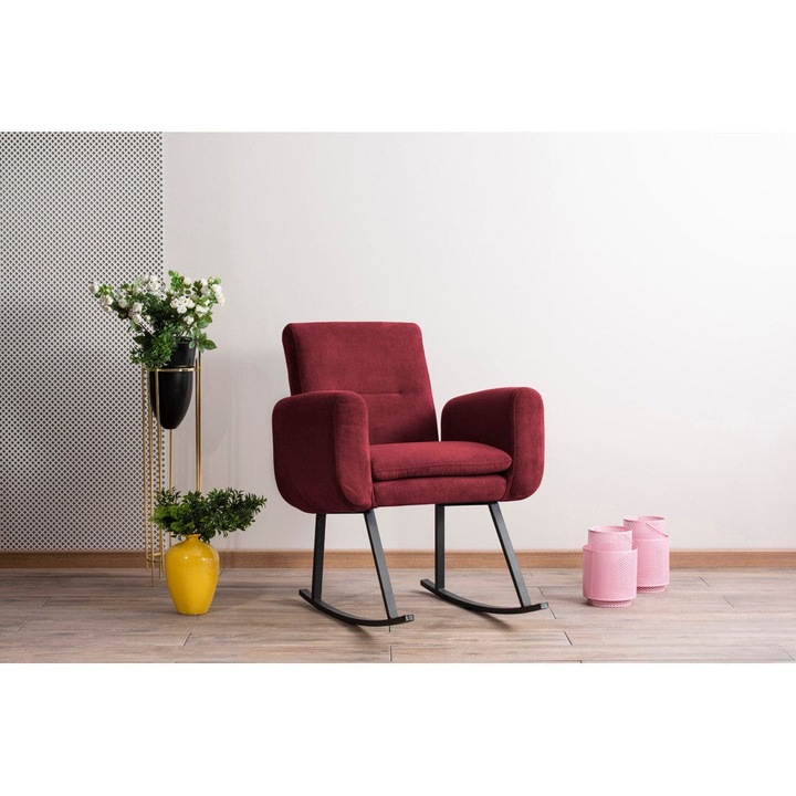 Kárpitozott hintaszék szövet borítással és fém lábakkal, Kono Maro, Sz52xMé86xMa99 cm