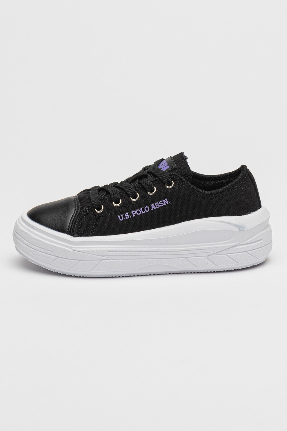 U.S. Polo Assn., Pantofi sport din material textil cu logo, Negru, 33 EU