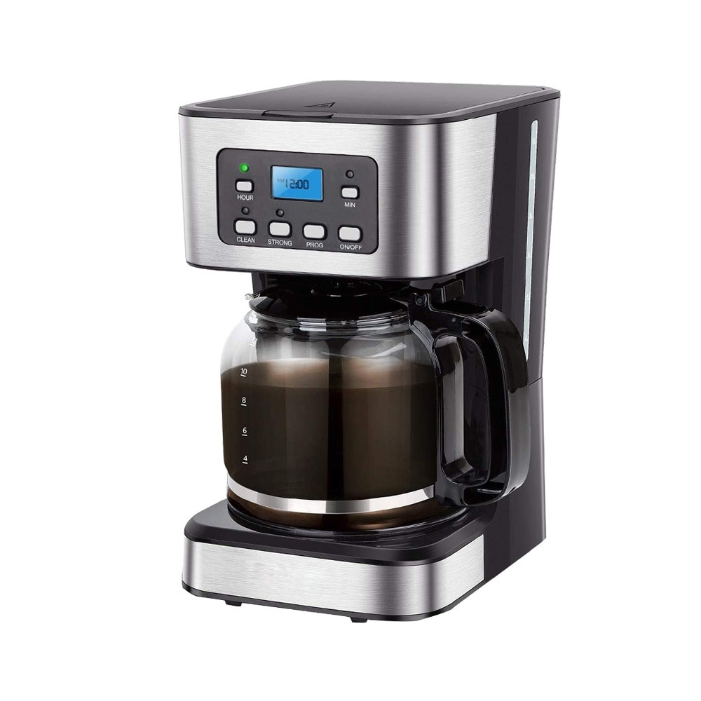 Cafetiera SOKANY 121E, 1.5L, 950W,12 Cupe, Ecran LCD, Operatiune cu un singur clic, Conservarea caldurii, Curatare automata, Functie de rezervare 24h, Negru/Argintiu