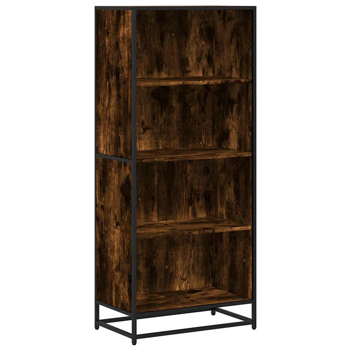Biblioteca vidaXL, stejar fumuriu, 60x35x139 cm, lemn prelucrat, 14.85 kg 3300842