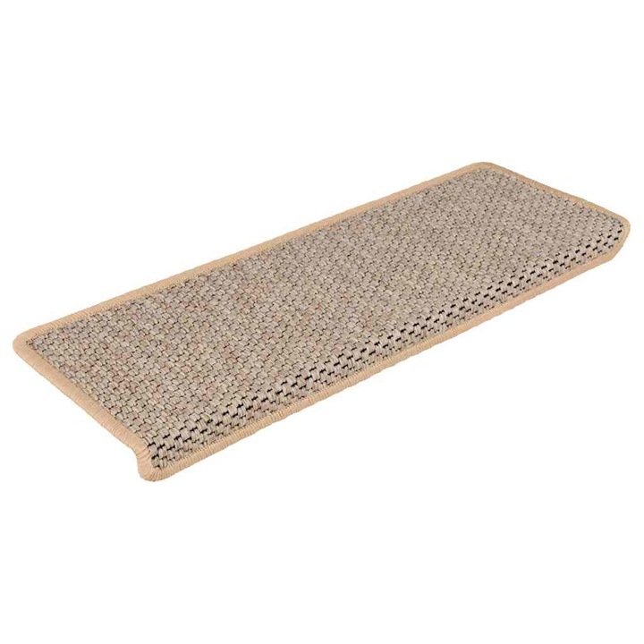 Covorase scari autoadezive vidaXL, 15 buc. bej deschis 65x21x4 cm, sisal 4.5 kg
