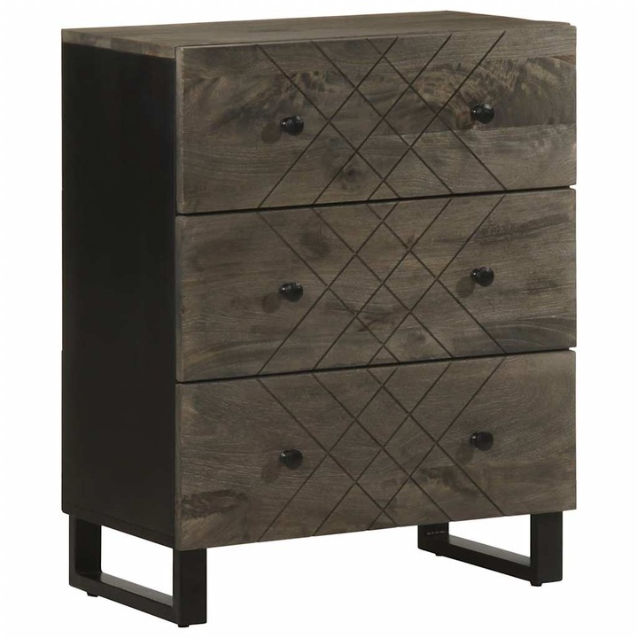vidaXL Sideboard Fekete 60x33x75 cm tömörfa Mango 4017687