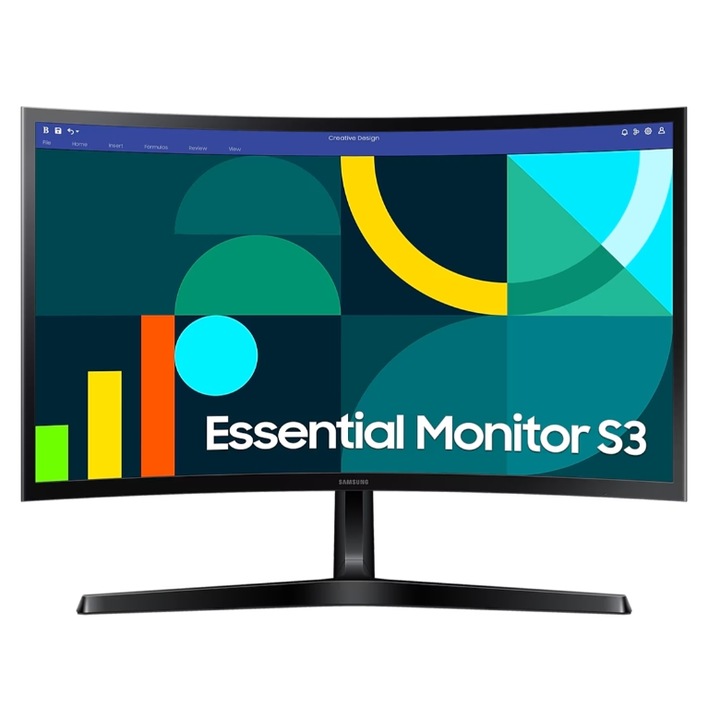 Monitor VA LED Samsung 24" LS24D366GAUXEN, Full HD 1920 x 1080, VGA, HDMI, ívelt képernyő, 100 Hz, 4 ms fekete