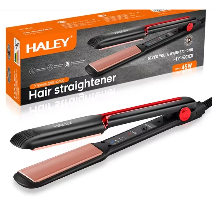 Професионална преса за коса HALEY HY-3001 - Топ производителност, компактен дизайн и 45 W ефективна мощност