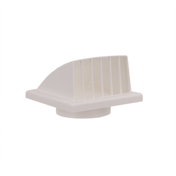 Grila ventilatie, antiploaie, cu clapeta, plastic, 12.5 x 12.5 cm, alba