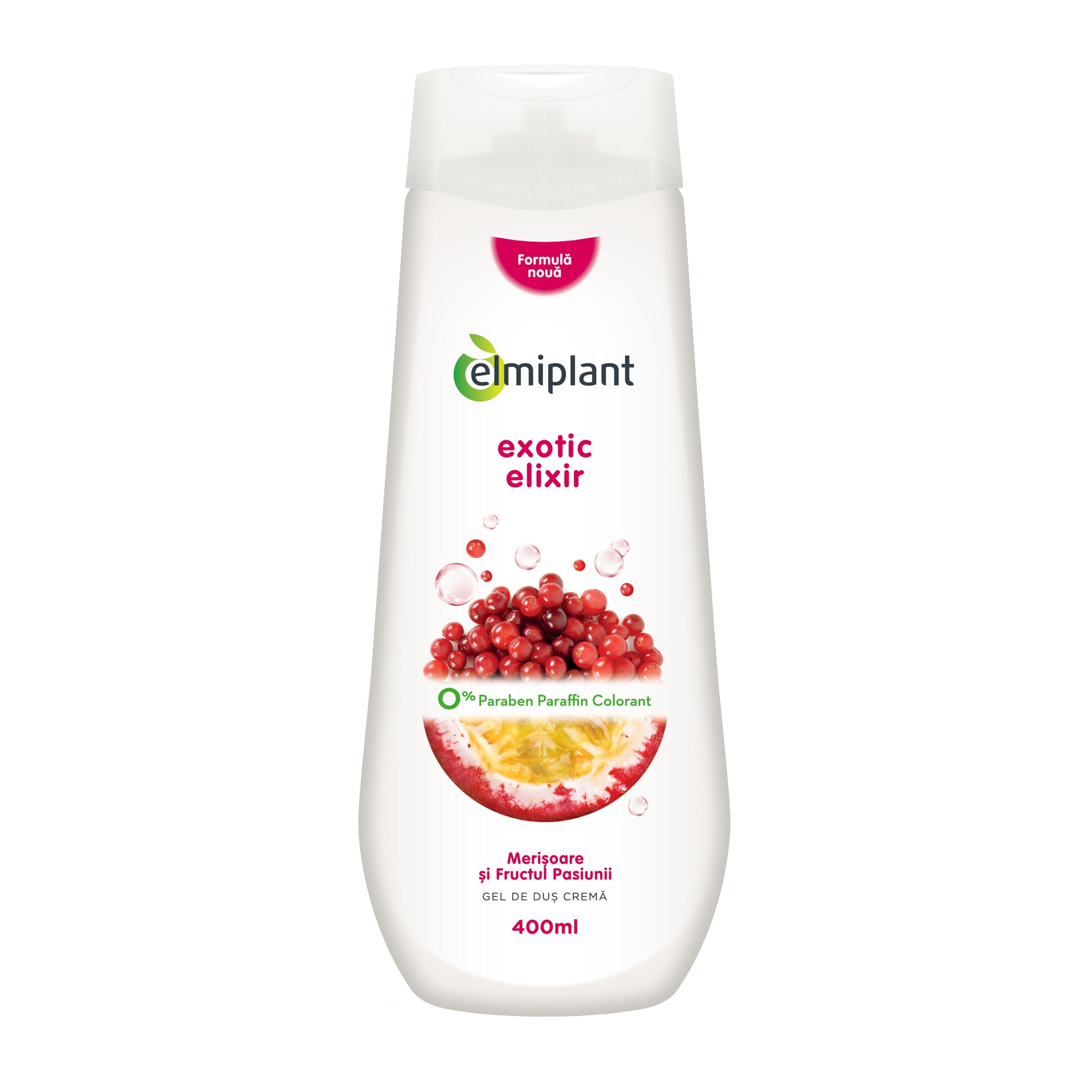 Gel de dus Crema Elmiplant cu Merisoare&Fructul Pasiunii, 400 ml
