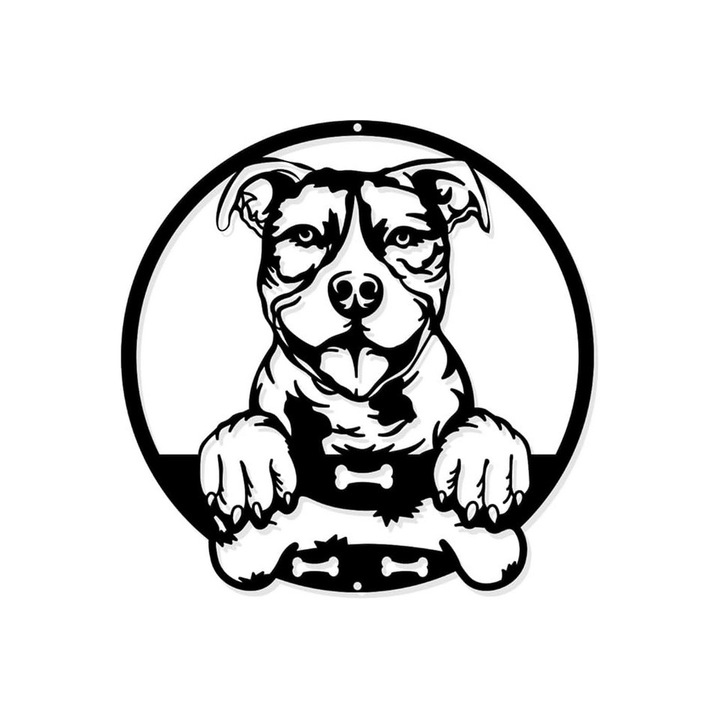 Decor de perete din metal Pit Bull, negru, 30X30 cm, NBEADS