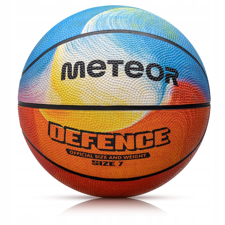 Minge baschet Meteor Defence, durabila si universala, suprafata antiderapanta, aplicatii multiple, marime 7, Multicolor, Aderenta Maxima, Camera Butil, Pentru Toate Suprafetele, Vizibilitate Optima, Constructie Rezistenta