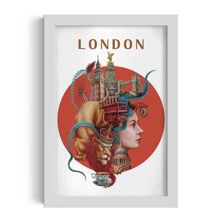 Tablou inramat clasica, Tulup, London, Alb, 20x30 cm, 010330010010100281371