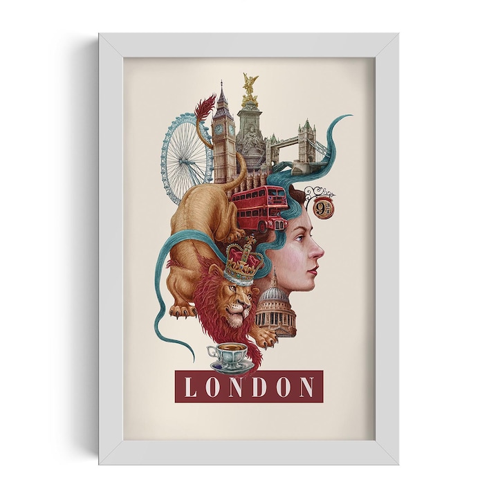 Tablou inramat, Tulup, London, Alb, 50x70 cm, 010330010160100281381