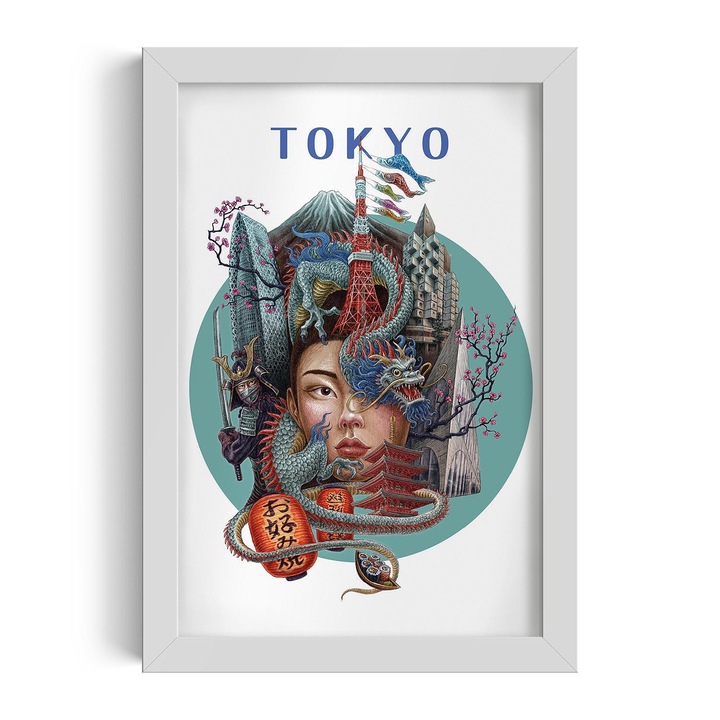 Tablou inramat, Tulup, Tokyo, Alb, 50x70 cm, 010330010160100281378