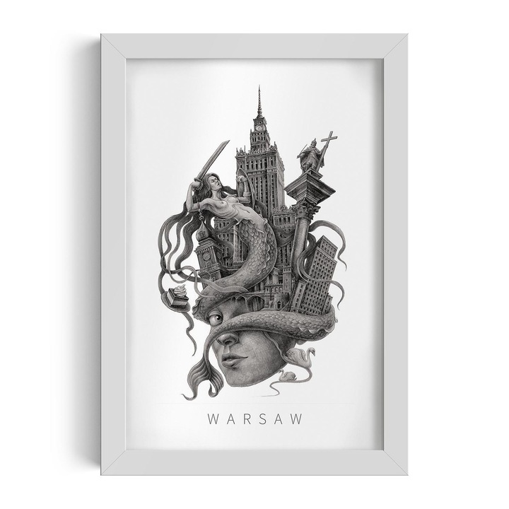 Tablou inramat, Tulup, Warsaw, Alb, 50x70 cm, 010330010160100281389