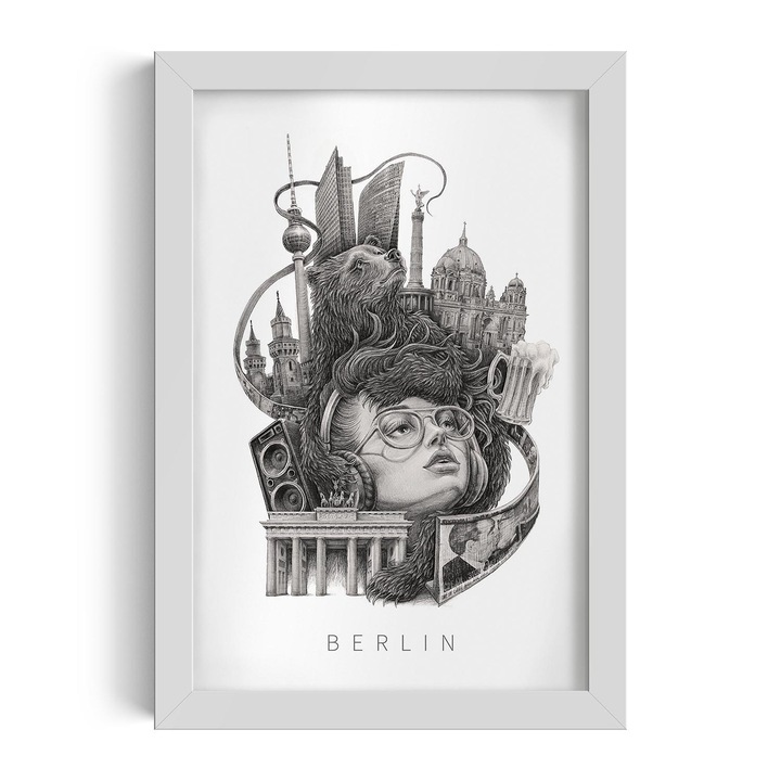 Tablou inramat clasica, Tulup, Berlin, Alb, 20x30 cm, 010330010010100281395