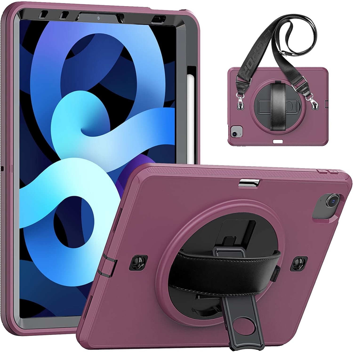 Husa tableta cu suport rotativ pentru iPad Air 4/iPad Pro 11, Nikcorp, bordo, 11 inch