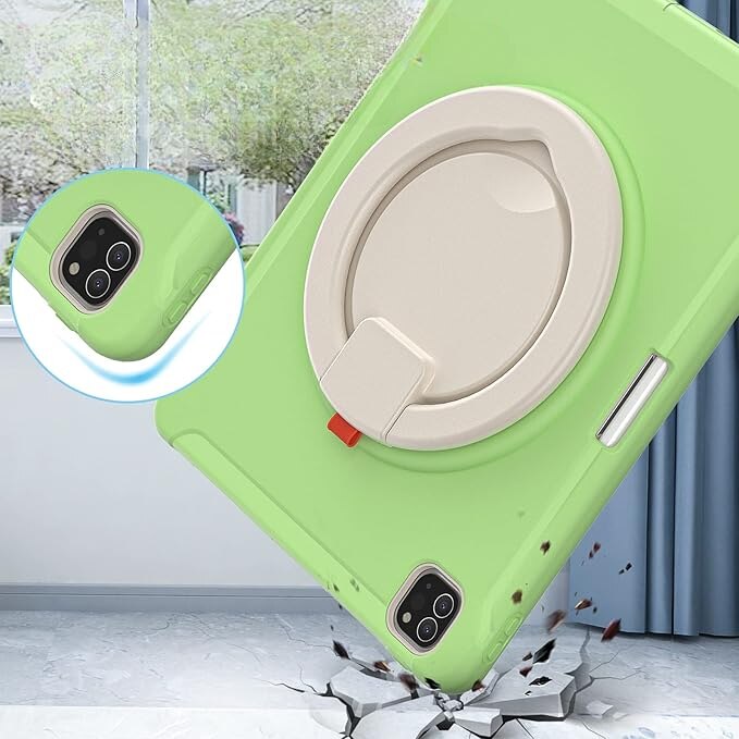 Etui pentru iPad Air 4/5 10.9 si Pro 11 2018/2020/2021, verde, cu suport ergonomic