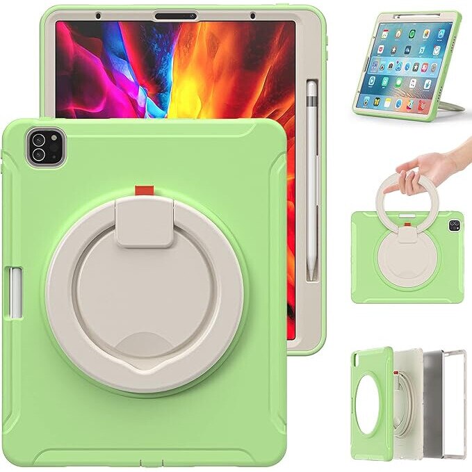 Etui pentru iPad Air 4/5 10.9 si Pro 11 2018/2020/2021, verde, cu suport ergonomic
