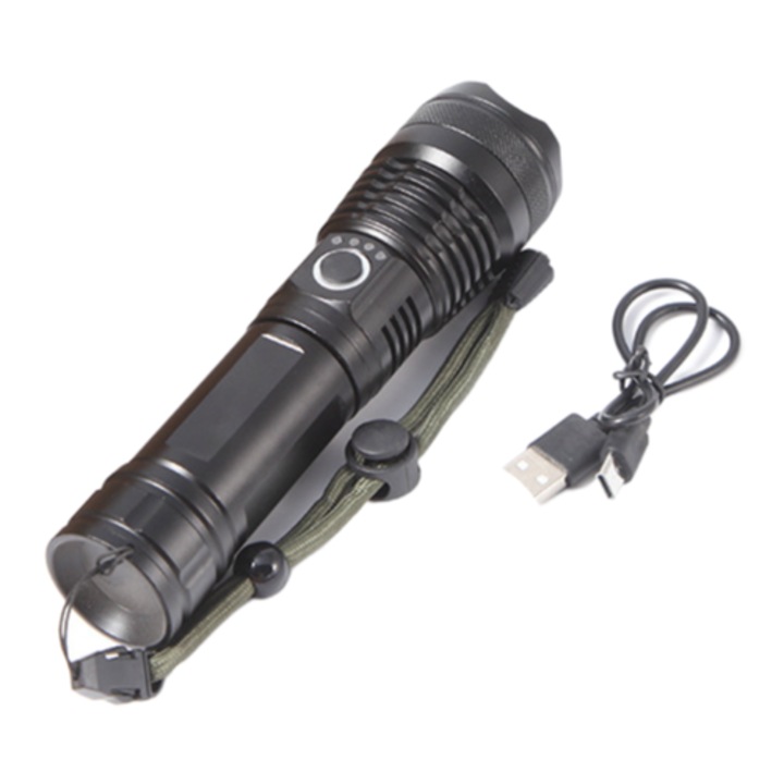 Фенер P70, Cozevdnt, USB, алуминий, 500м, комплект с USB кабел