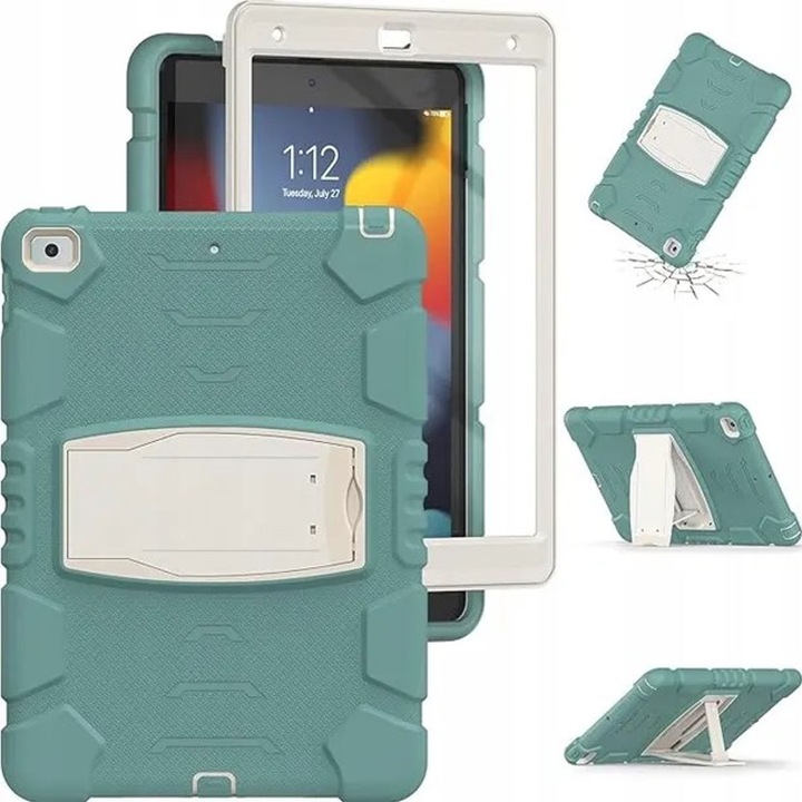 Husa tablete, Samsung Galaxy Tab A8, protectie tripla, suport incorporat, verde, 10.5"