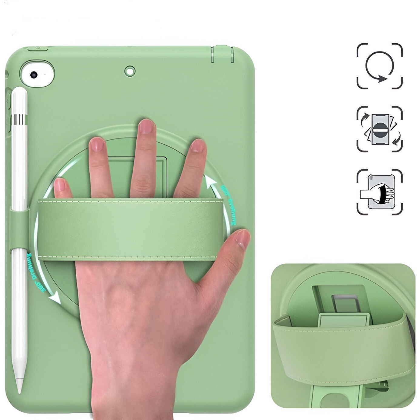 Etui pentru iPad Mini 5/Mini 4 cu suport rotativ 360°, verde, 7.9 inch