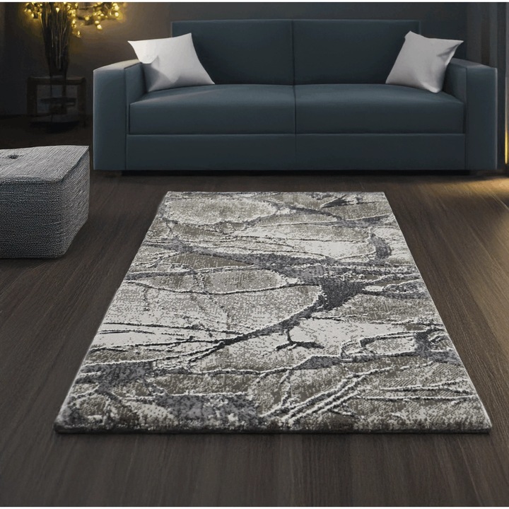 Covor Obsidian Mist, Living/Dormitor, Albastru, Gri, Incalzire in pardoseala, Fir Scurt 11 mm, Dimensiuni 70x100 cm, 2200 g/m², BravaCasa