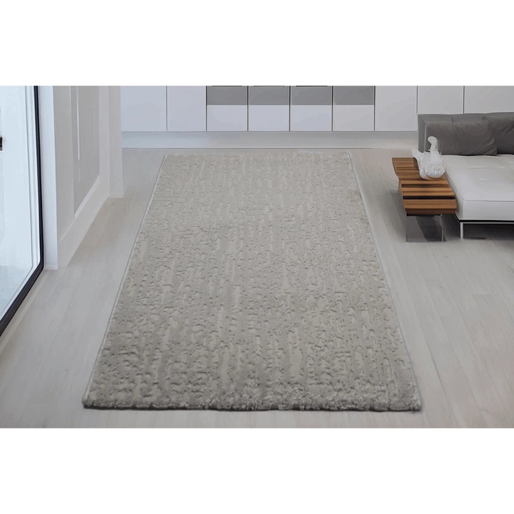 Covor Ivory Serenity, Living/Dormitor, Alb Ivory, Incalzire in pardoseala, Fir Scurt 11 mm, Dimensiuni 60x300 cm, 2200 g/m², BravaCasa
