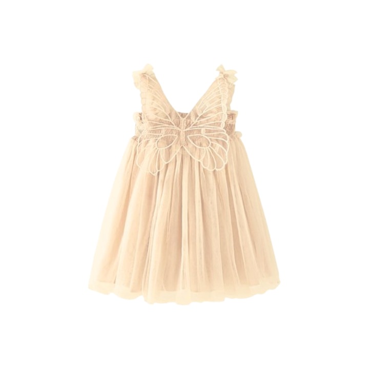 Lány bolyhos tüll elasztikus pántos Princess Party esküvői koszorúslány ruha 80-as méret (6-12 hónapos) barack bézs
