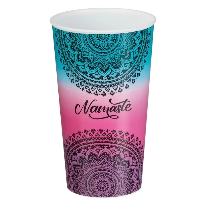 Pahar Plastic Mandala, Namaste, Multicolor, Capacitate 0, 65L