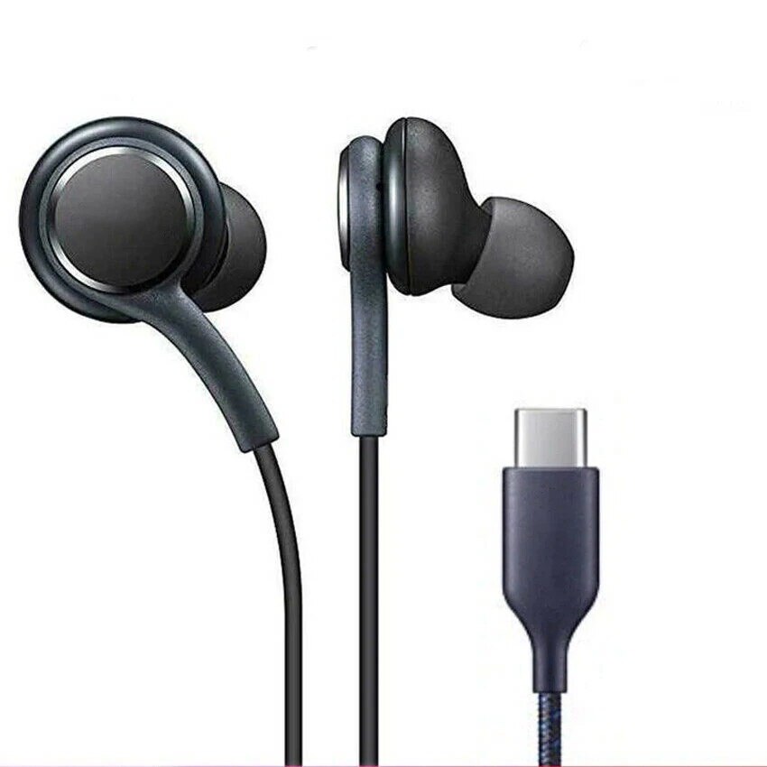 Casti audio OZ EB03 In-Ear cu microfon, Comenzi pe fir pentru apeluri/volum, Plug & Play cu decodare digitala, Hi-Fi Sunet, Rezistente la apa IPX4, Mufa USB-C, 1.2 m, Negre