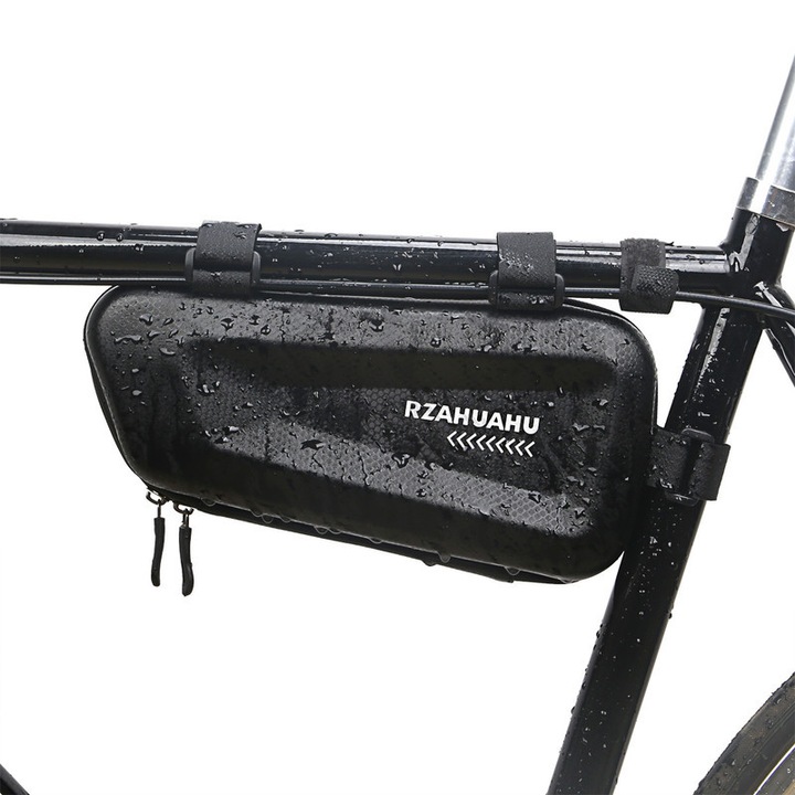 Geanta triunghiulara pentru bicicleta, RZAHUAHU, capacitate 1.5L, design durabil, impermeabil, neagra