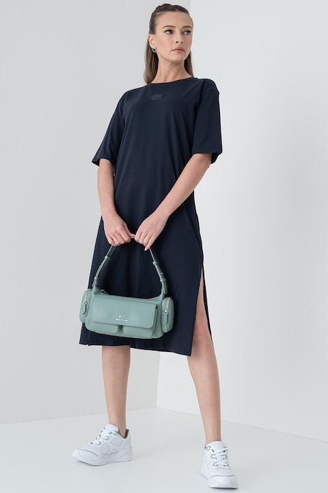 ARMANI EXCHANGE, Rochie-tricou cu slituri laterale, Albastru ultramarin, S