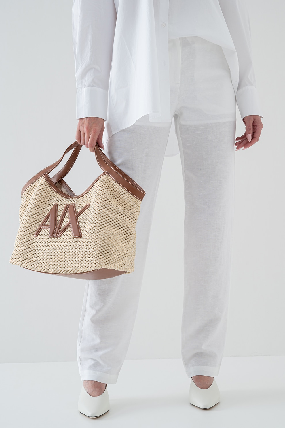 ARMANI EXCHANGE, Pantaloni din amestec de in cu croiala dreapta