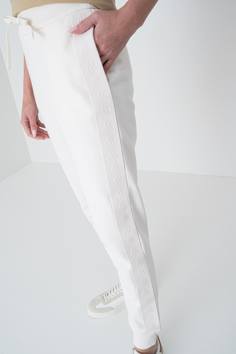 ARMANI EXCHANGE, Pantaloni de trening cu buzunare oblice, Bej deschis, L