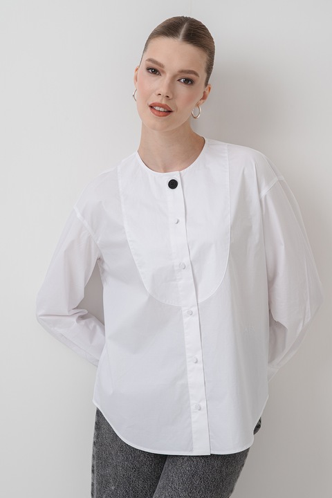 ARMANI EXCHANGE, Camasa din bumbac cu maneci cazute, Alb, XS