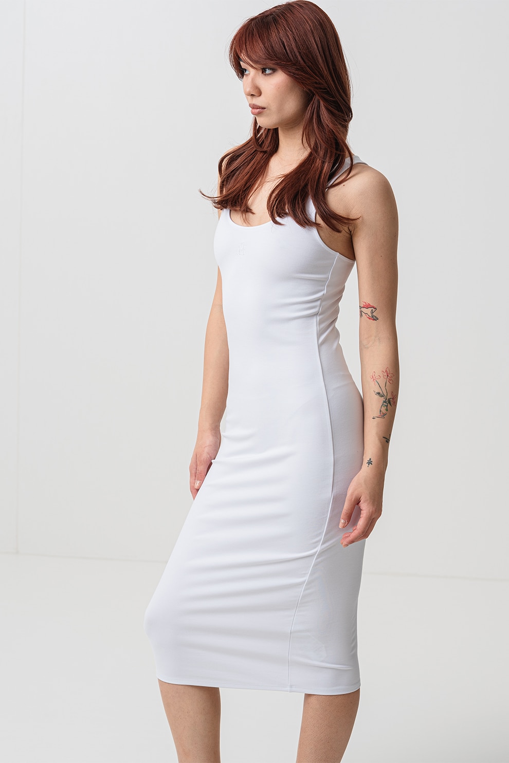 ARMANI EXCHANGE, Rochie cambrata fara maneci, Alb optic, M