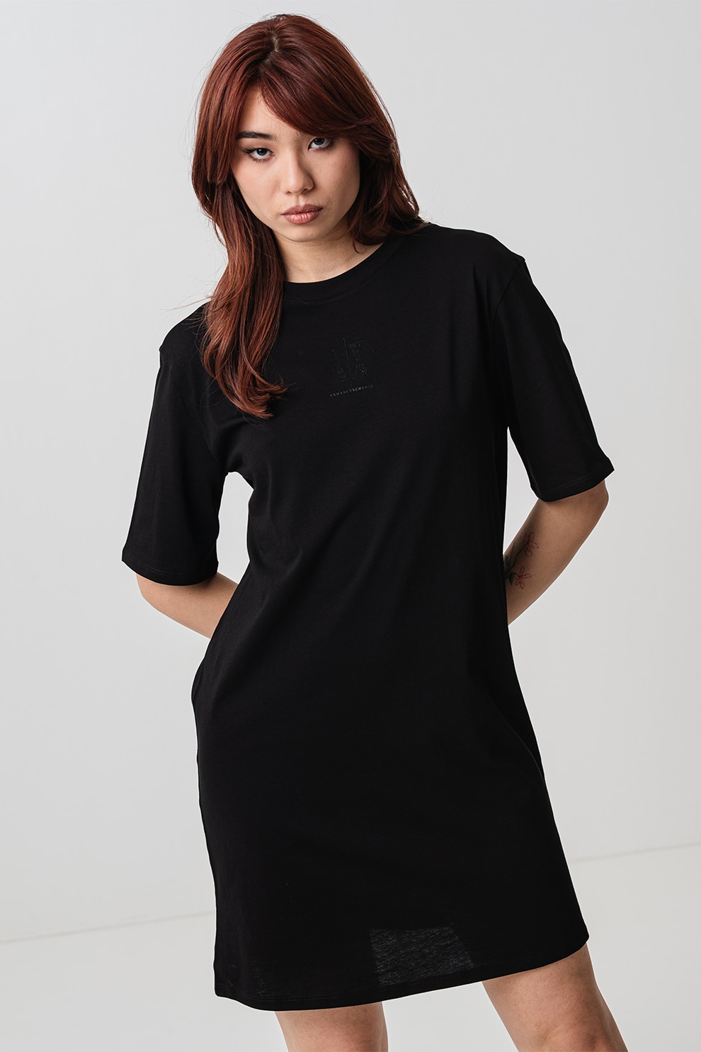 ARMANI EXCHANGE, Rochie-tricou cu logo, Negru, S