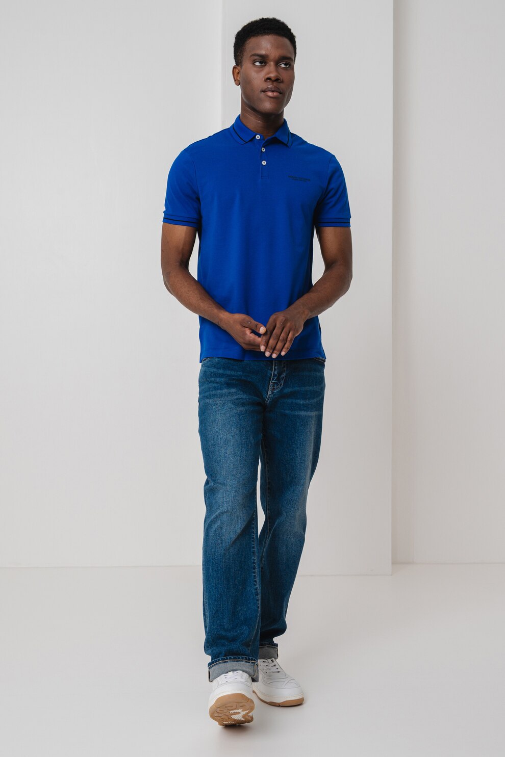 ARMANI EXCHANGE, Tricou polo cu detalii contrastante, Albastru royal, M