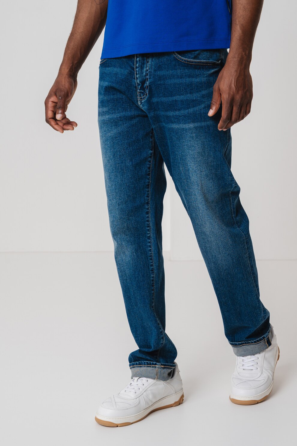 ARMANI EXCHANGE, Blugi relaxed fit cu model uni, Albastru melange, 32