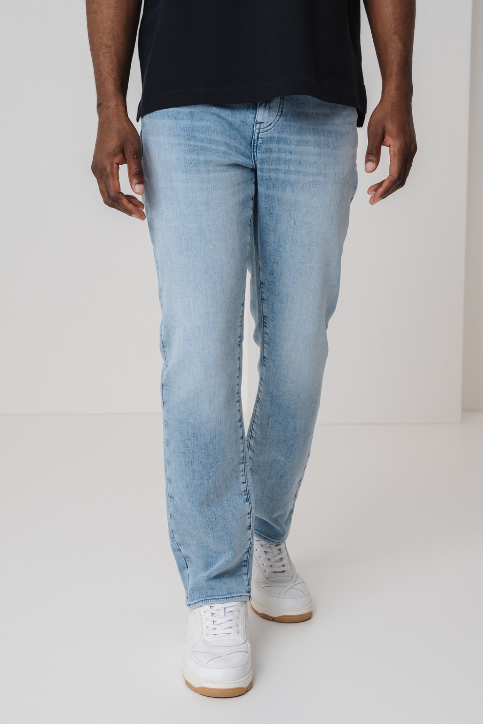 ARMANI EXCHANGE, Blugi skinny cu talie medie, Albastru deschis melange, 32