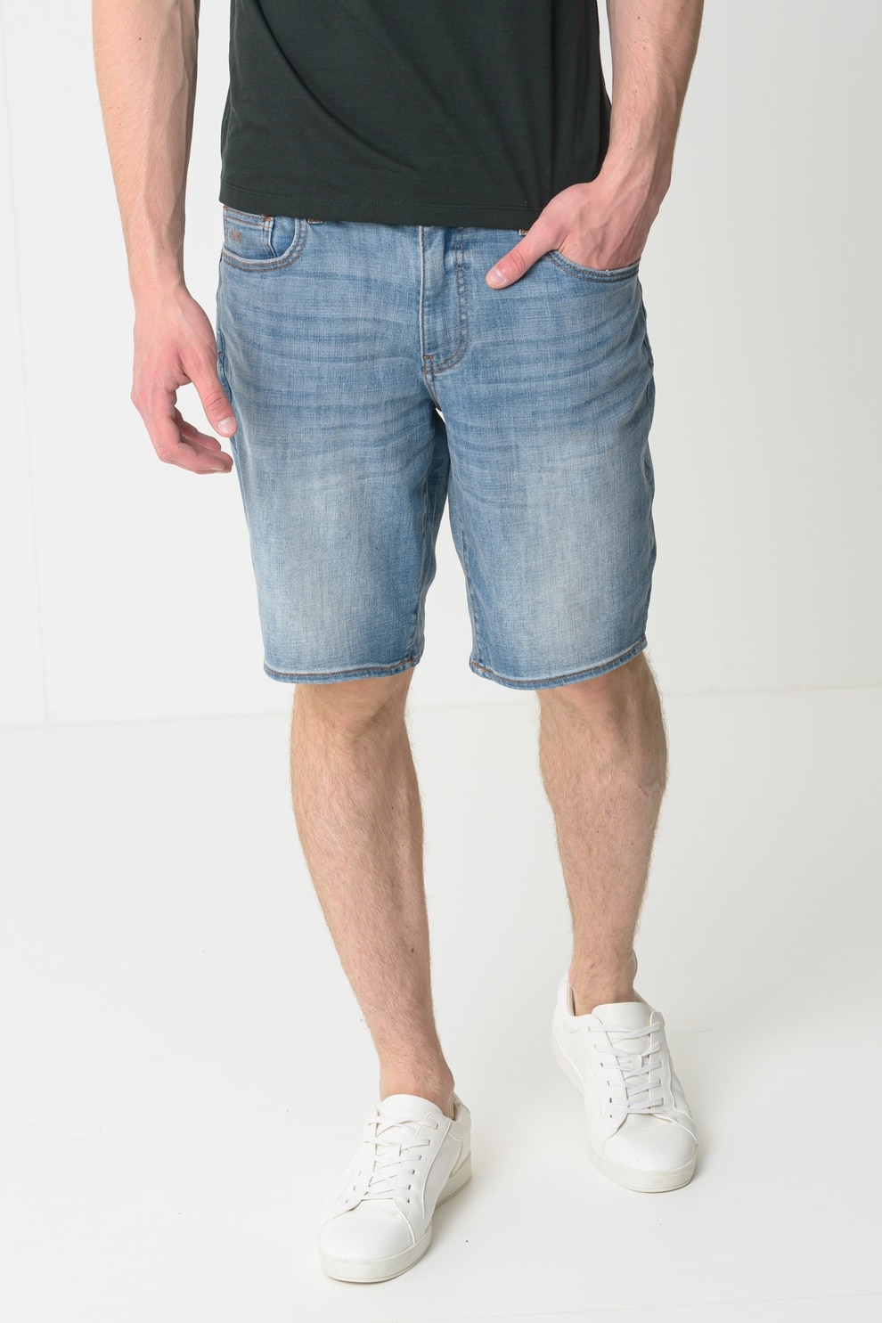 ARMANI EXCHANGE, Blugi scurti cu design 5 buzunare, Albastru deschis melange, 32