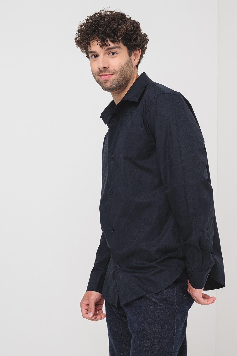 ARMANI EXCHANGE, Camasa cu maneci lungi, Negru stins, M