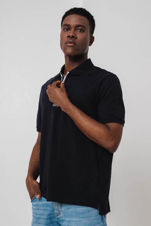 ARMANI EXCHANGE, Tricou din bumbac cu guler polo, Negru, S