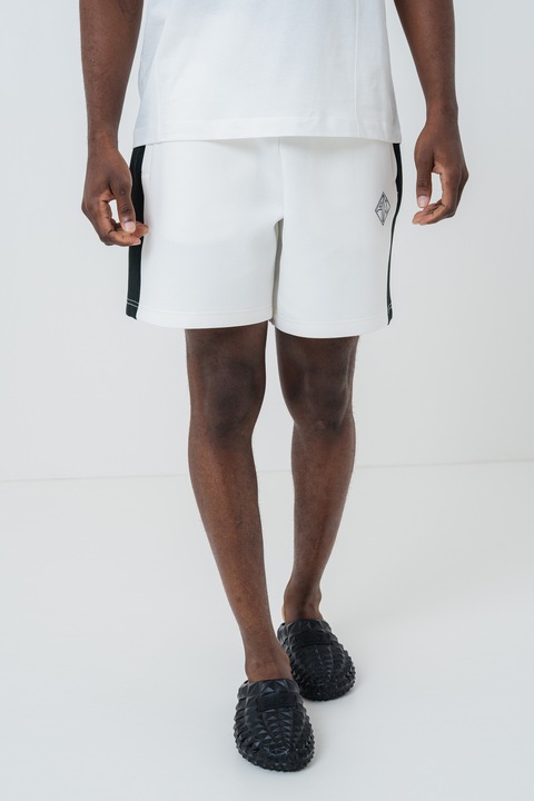 ARMANI EXCHANGE, Bermude cu model in doua nuante, Negru/Alb murdar, 2XL