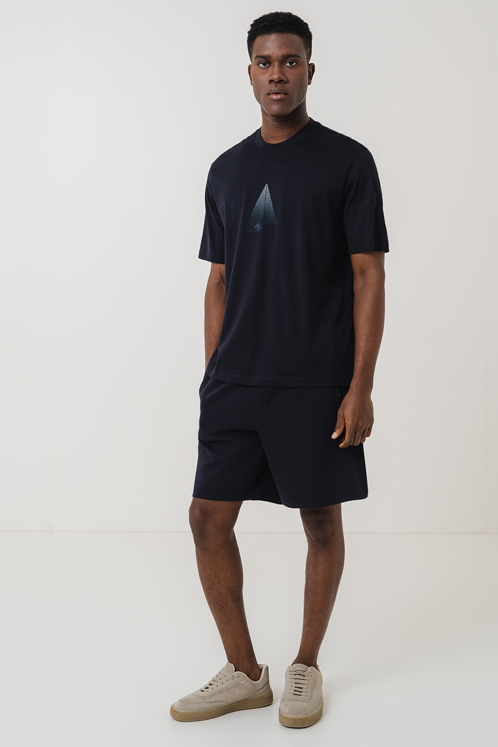 ARMANI EXCHANGE, Tricou cu imprimeu grafic pe partea din fata, Bleumarin, L