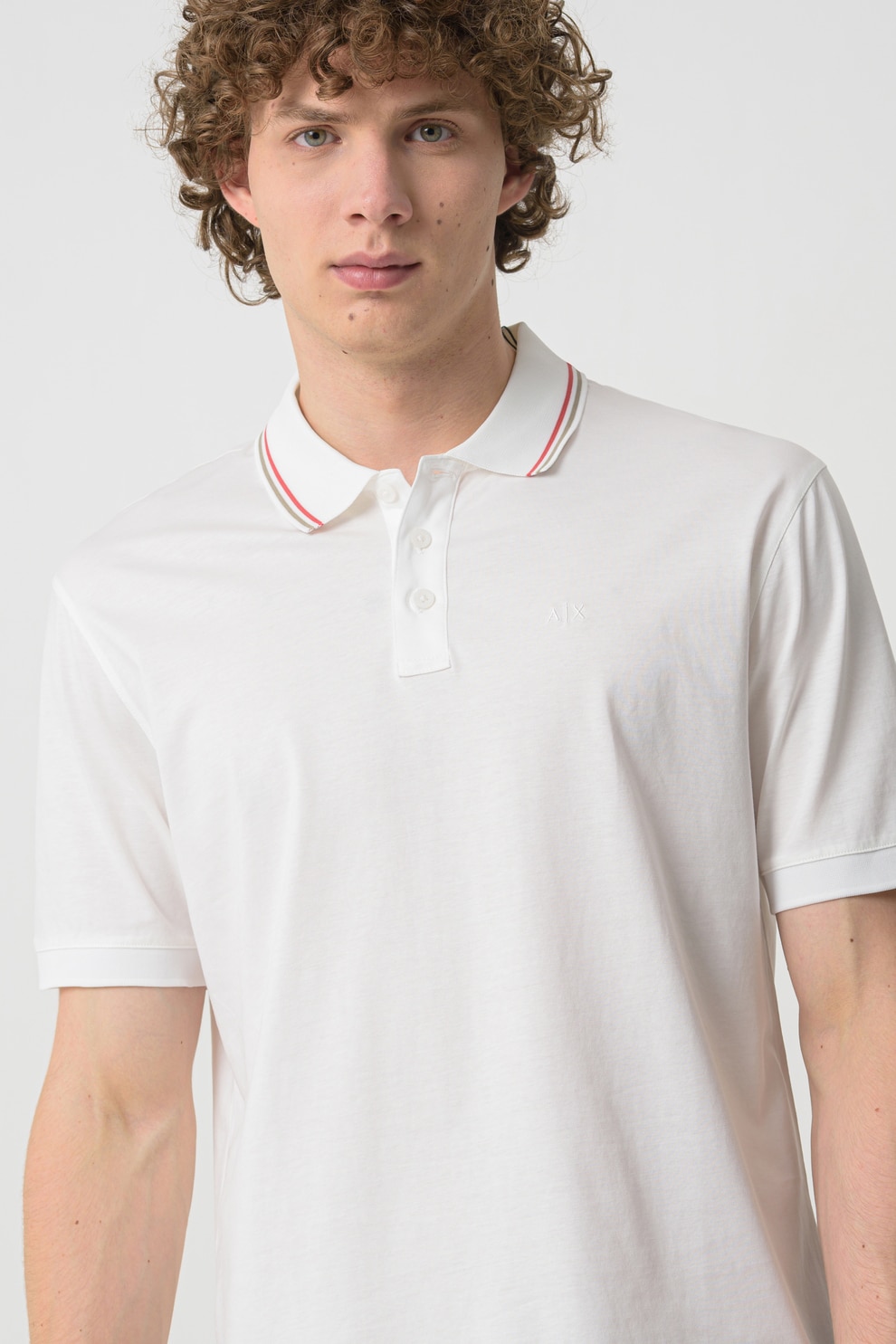 ARMANI EXCHANGE, Tricou polo cu model uni, Alb, L