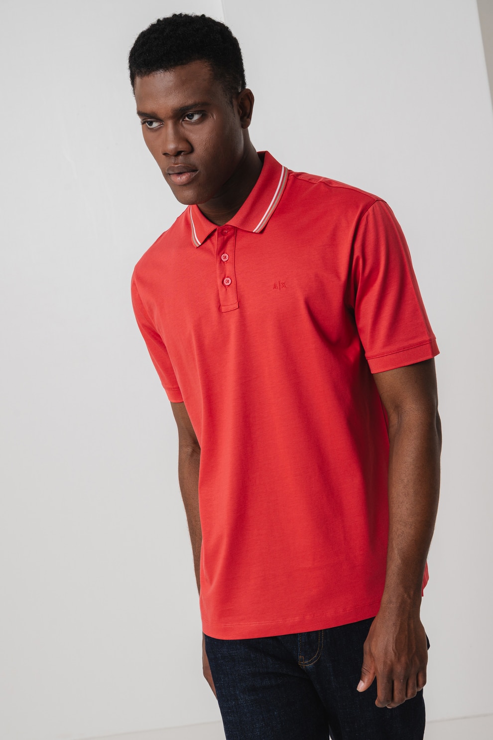 ARMANI EXCHANGE, Tricou polo cu model uni, Rosu capsuna, L