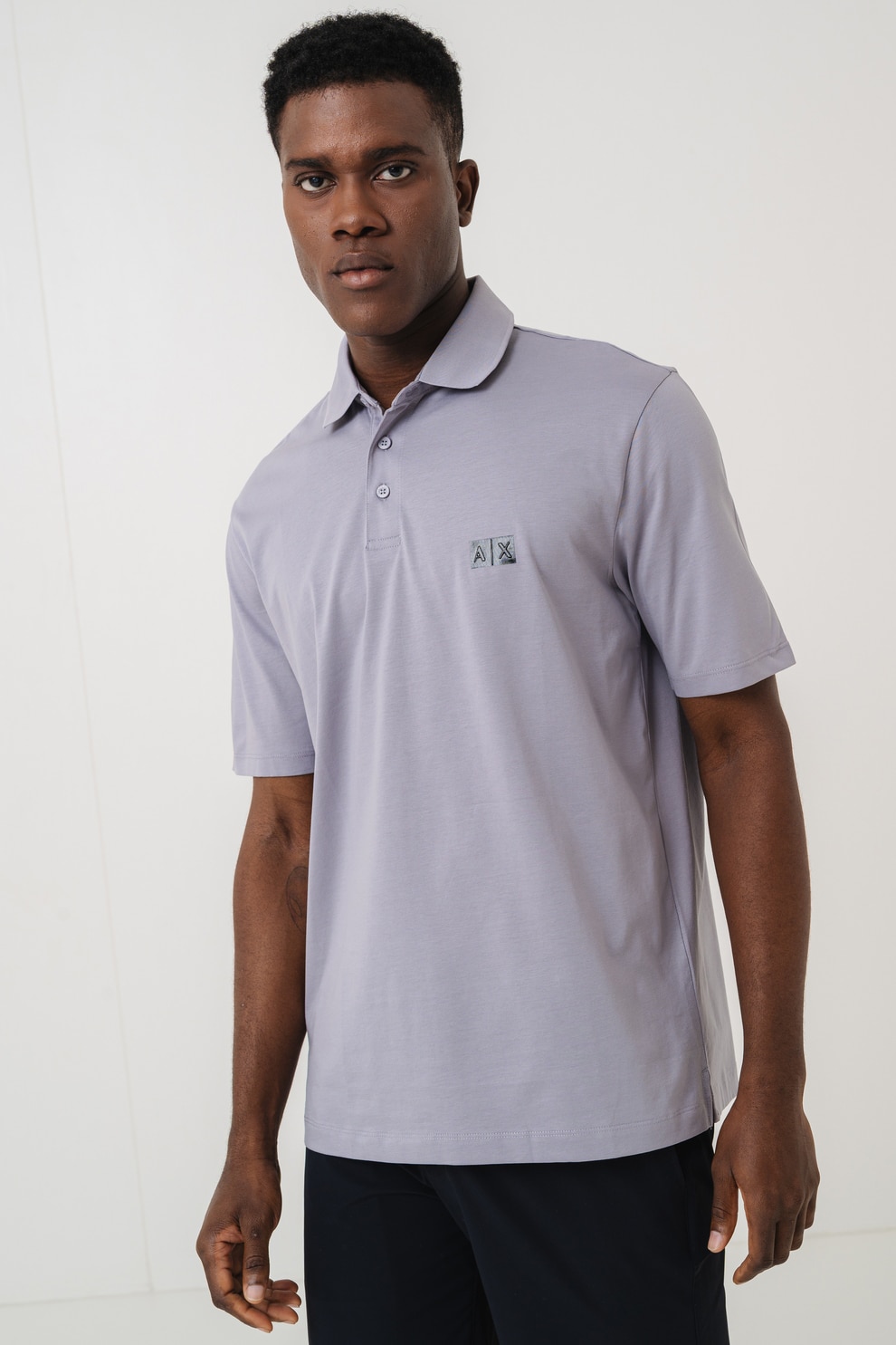 ARMANI EXCHANGE, Tricou polo cu logo contrastant, Gri cenusiu, 2XL