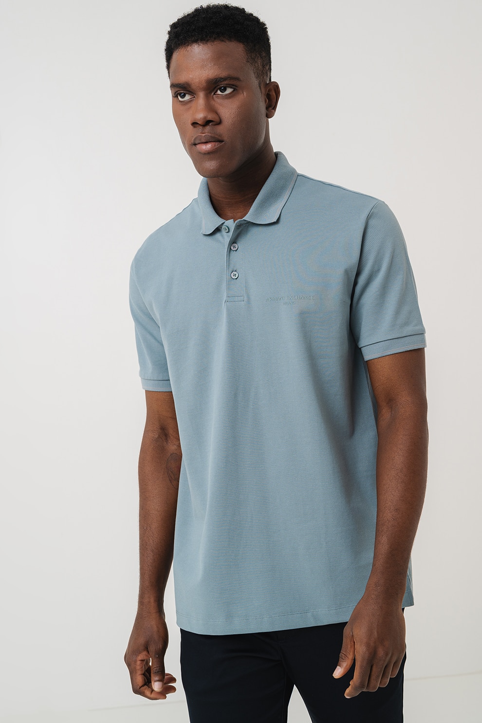 ARMANI EXCHANGE, Tricou polo de bumbac, Verde pal, M