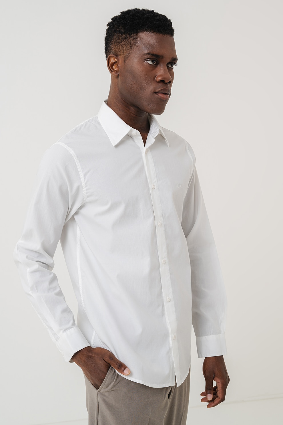 ARMANI EXCHANGE, Camasa din amestec de lyocell, Alb optic, 2XL